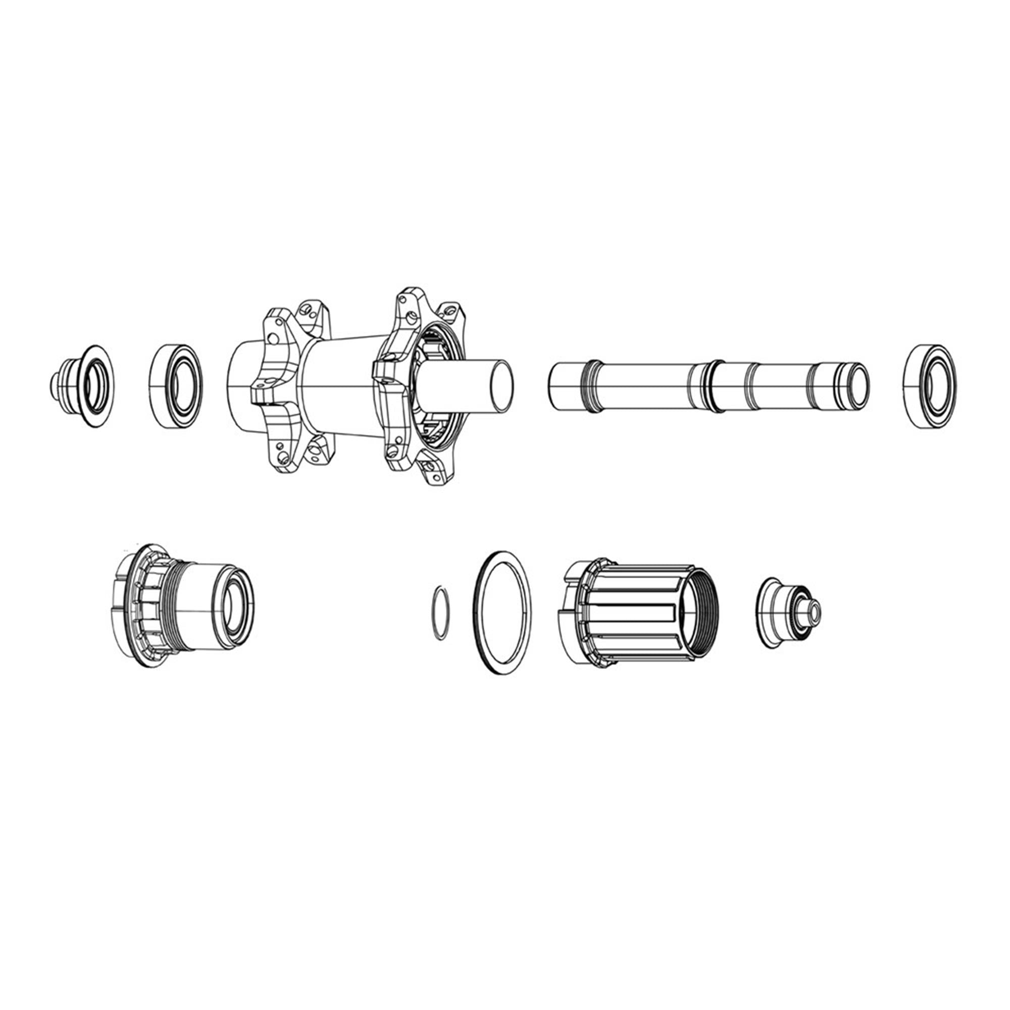 Zipp Wheel Axle - Rear - Zipp ZR1 Disc brake (Axle Including Bearing Ds And Wave Spring)