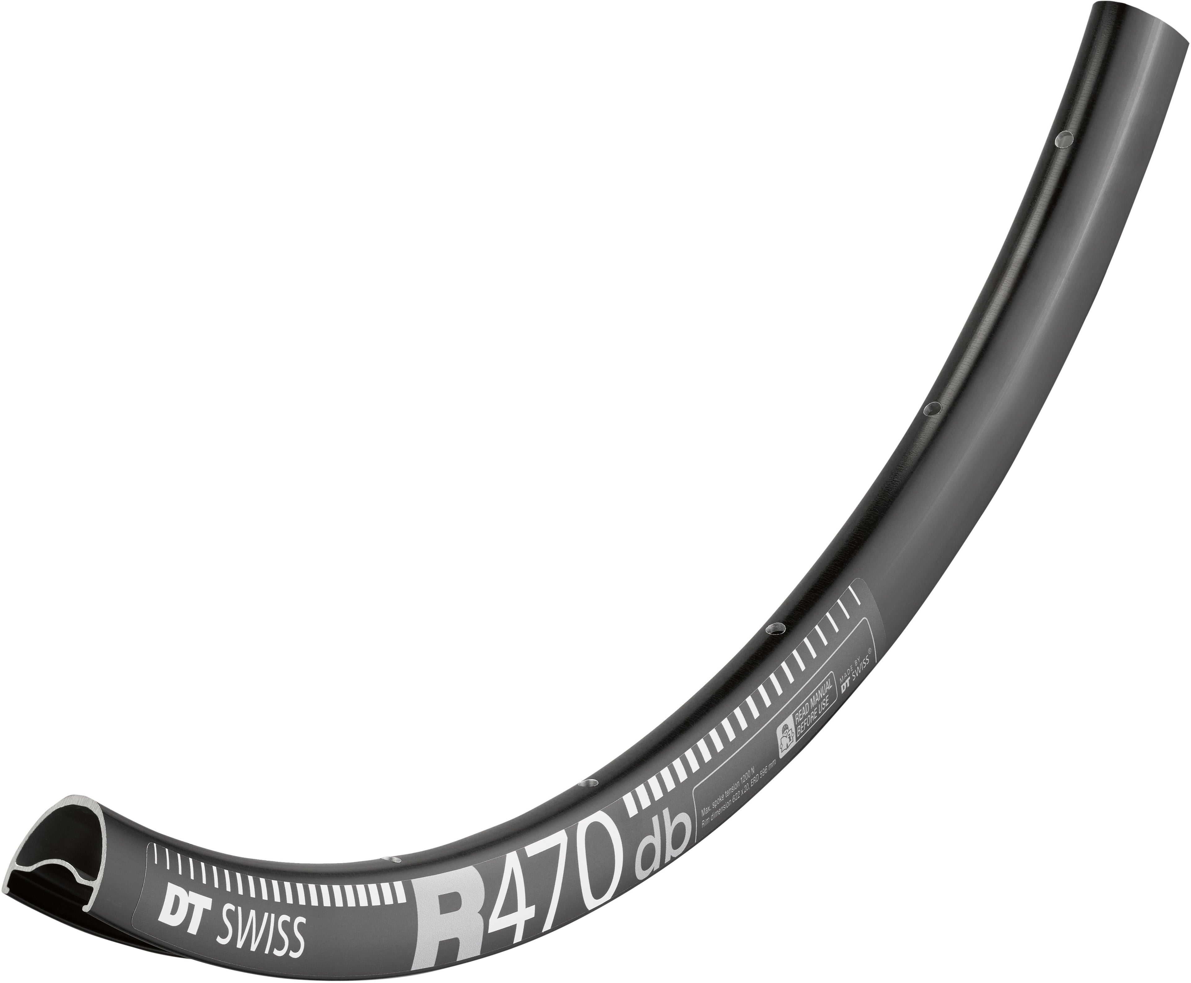 DT Swiss R 470 DB Presta-Drilled Black Rim 700c